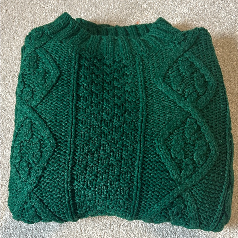 Vintage Karuba Emerald Green Chunky Cable Knit Sweater - Size Small - Picture 6 of 7